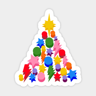 Rainbow Christmas Tree, Lightning, Star and Baubles on Green Sticker